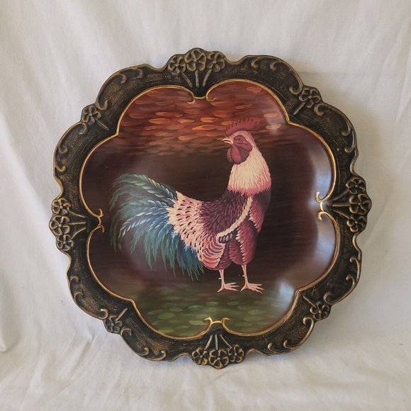 Large Rooster Heavy Decorative Plate Platter Ceramic 16.5" - Picture 1 of 6